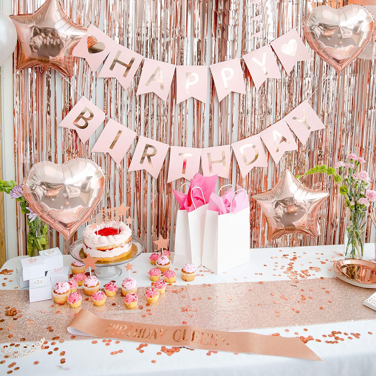 225 PC Rose Gold Birthday Party Decorations Kit D834