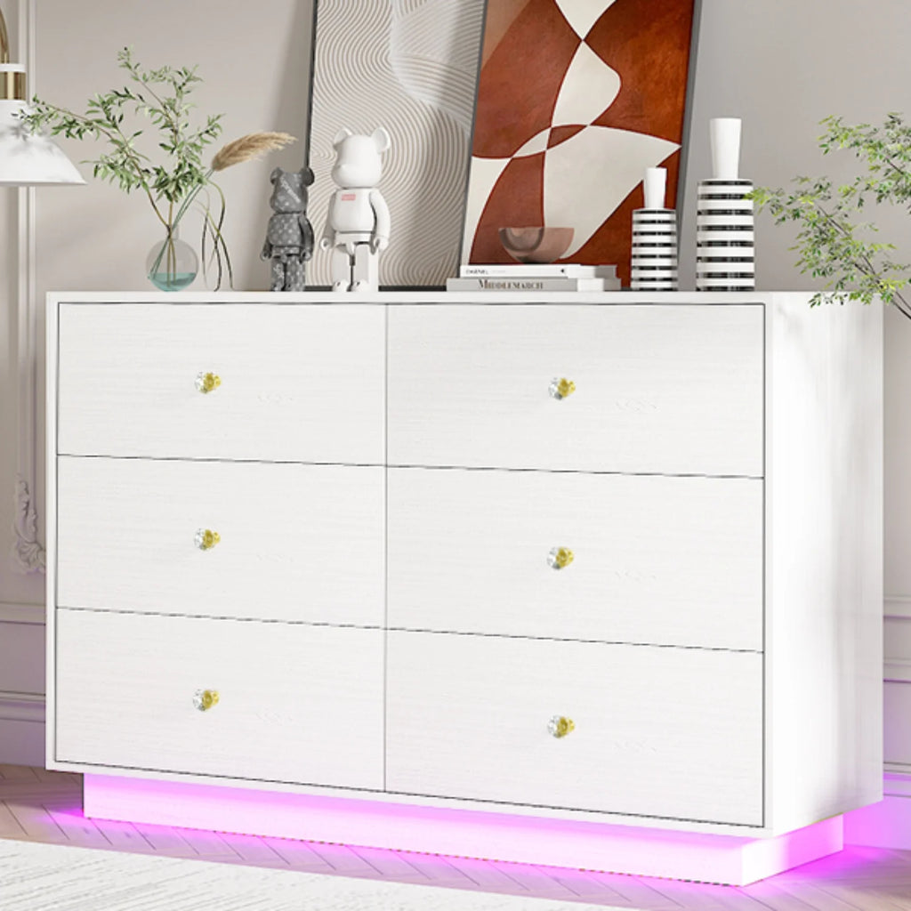 White 6 Drawer Dresser U82011