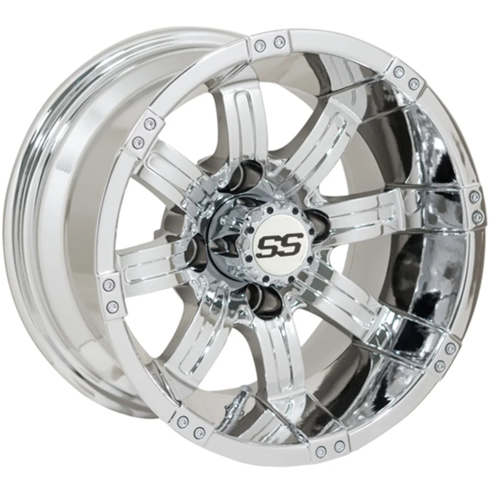 Set of 4 Chrome Finish 12 inch Golf Cart Wheel on 215/35-12 Tire D108300