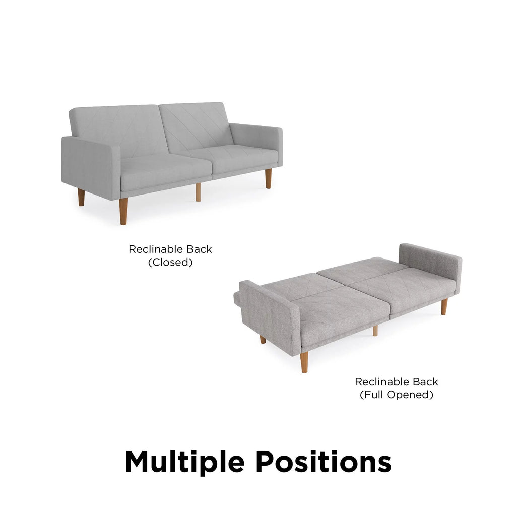 Light Gray Linen Convertible Sofa Bed with USB Port M50961