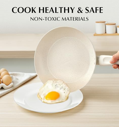 White 10 Inch Nonstick Marble Frying Pan R641