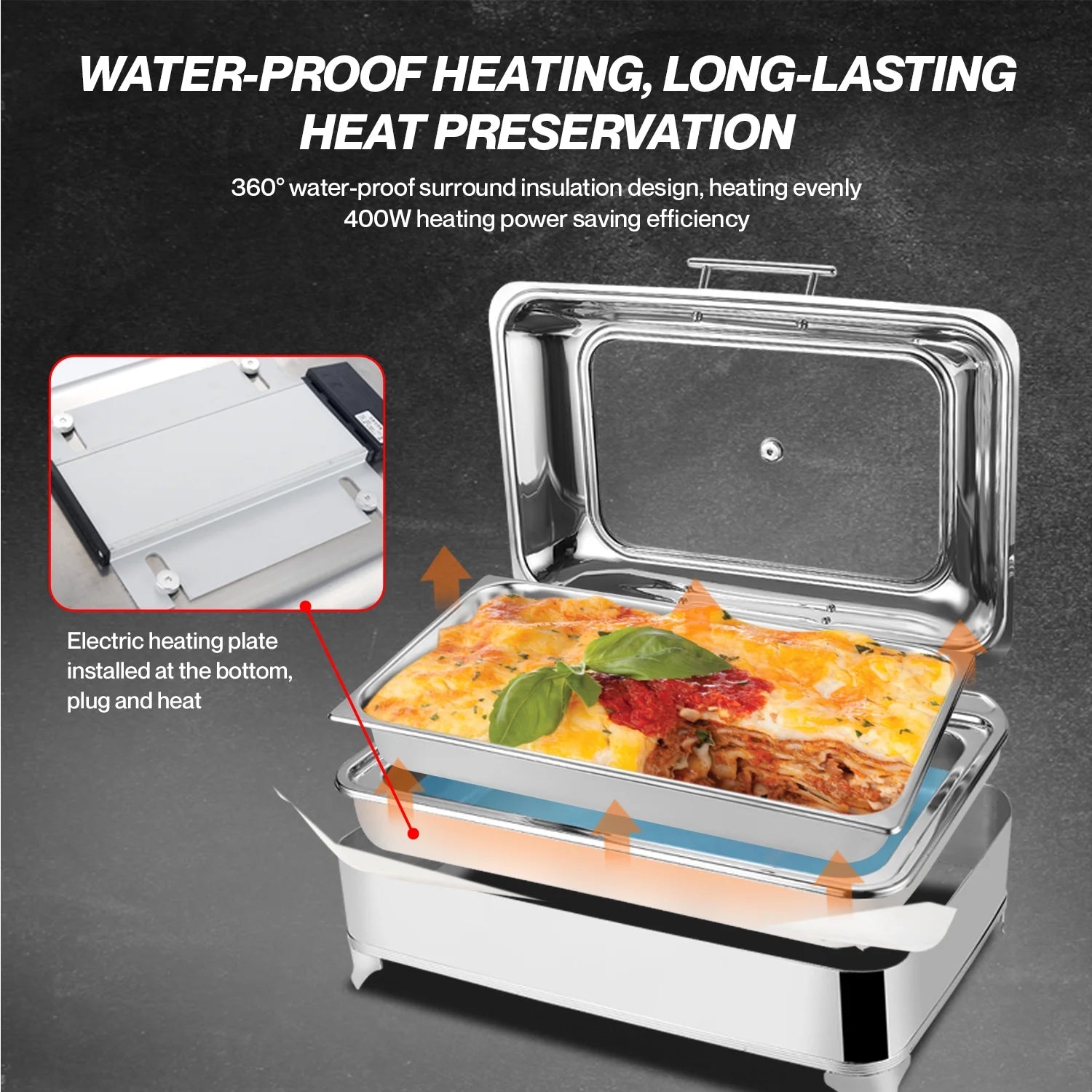 Electric Buffet Server Food Warmer with Glass Window Y21523