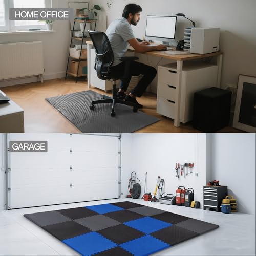 1" Thick EVA Interlocking Foam Gym Flooring Mat, Black (24 Sq Ft) N47738