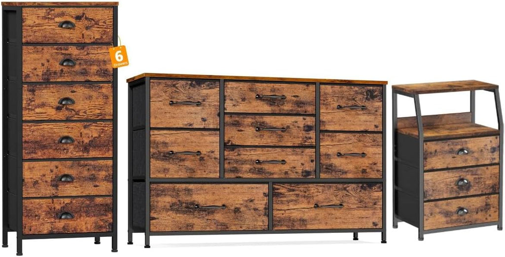 Vertical End Table and Nightstand with 9 Large Drawers, Metal Frame H21990