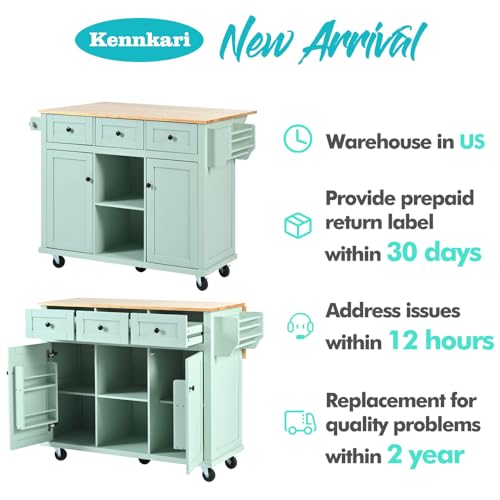 White Rolling Kitchen Island with Storage Cabinet and Drawers P621