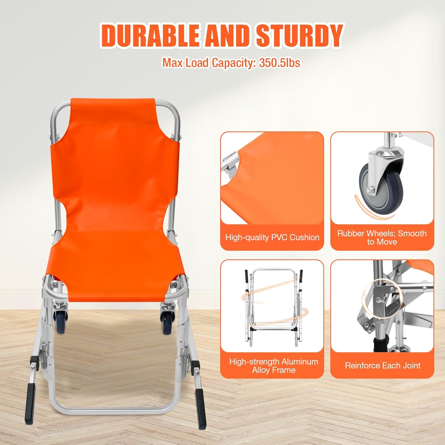 Orange Foldable Transport Wheelchair G6097