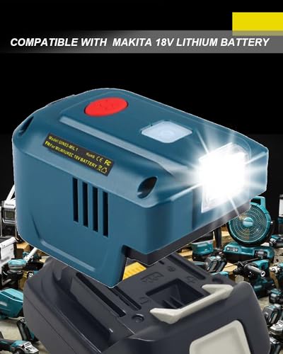 150W Power Inverter Generator for 18V Lithium Battery, DC 18V to AC 110V-120V Portable Power Station with 2 USB & AC Outlet & 200LM LED Light T22353