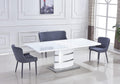 Extendable Dining Table with Butterfly Leaf, White High Gloss Lacquer MDF Base, Stainless Steel, 8 to 12 Person W890675