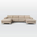 Linen Fabric U-Shape Sectional Sofa with Double Extra Wide Chaise Lounge D18419