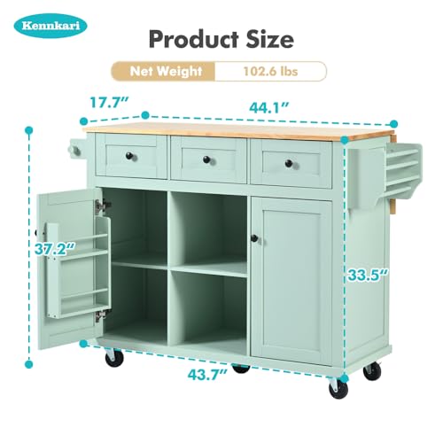 White Rolling Kitchen Island with Storage Cabinet and Drawers P621