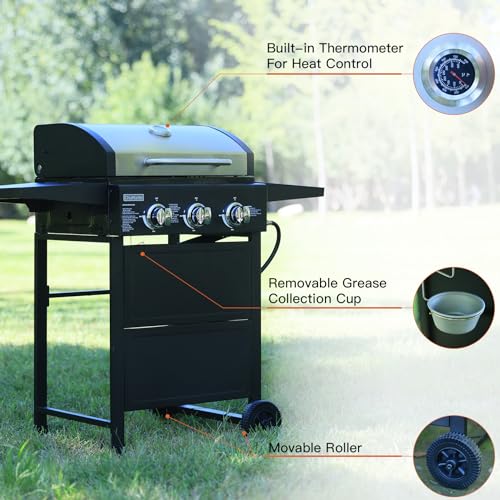 3 Burner Propane Gas Grill with Thermometer H84363
