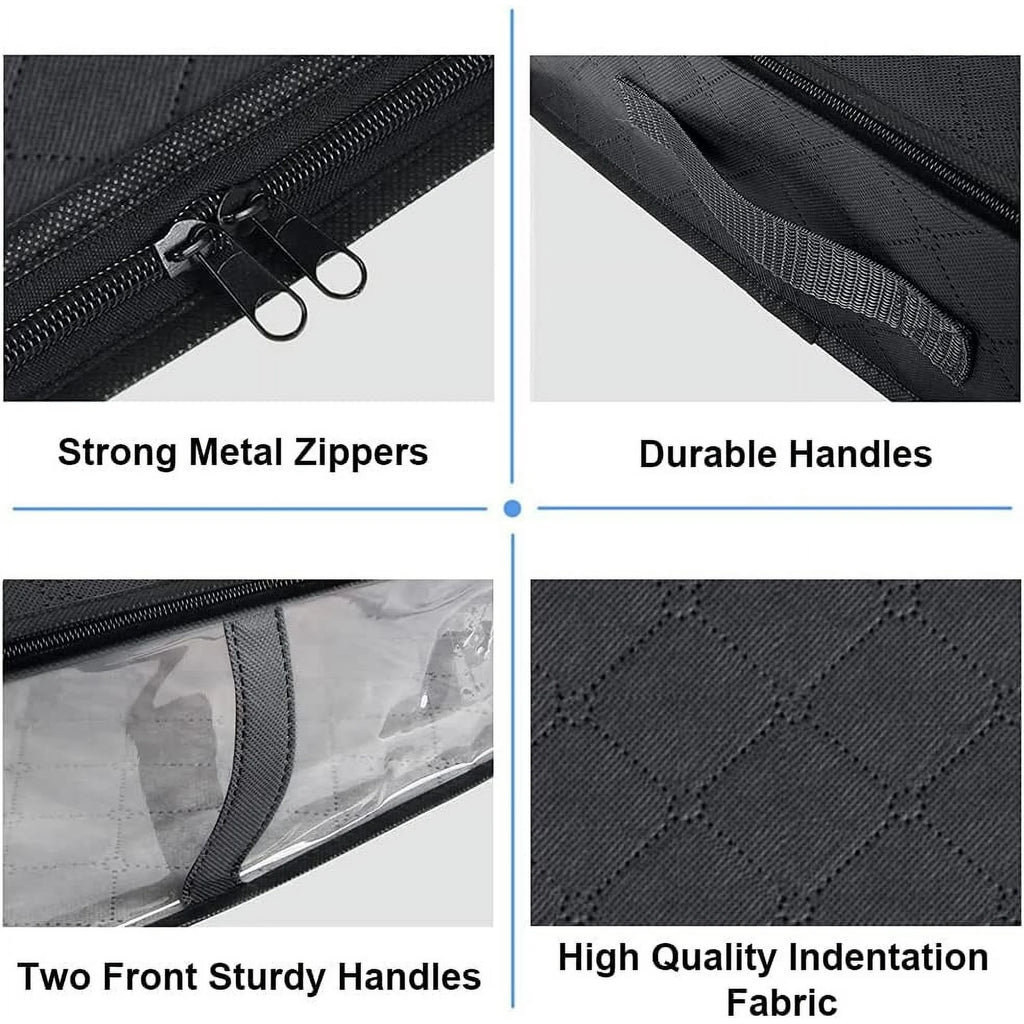 Black 4-Pack Large Underbed Storage Bags with Clear Window and Handles G8221