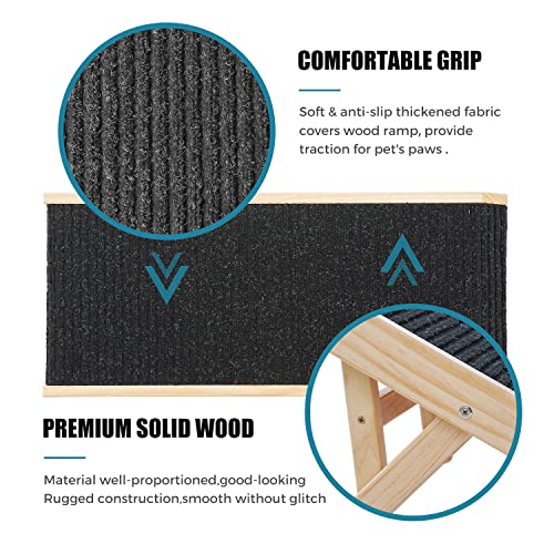 18" Tall Adjustable Wooden Folding Pet Ramp with Non Slip Carpet Surface U306800