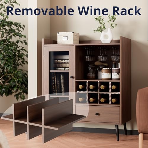 Brown Wood Coffee Bar Cabinet with Storage U59435