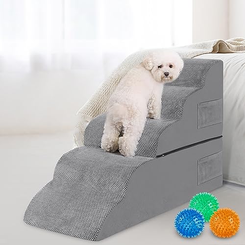 5-Steps Foam Dog Stairs with Removable Cover, Grey P941747