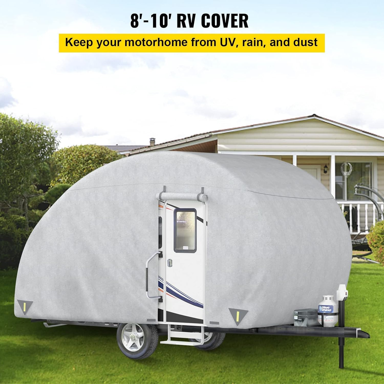 Upgraded Non-Woven 4 Layers Teardrop Trailer Cover with Storage Bag X60811