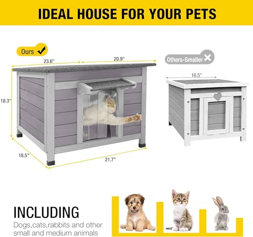 Cat House with Escape Door Insulated Weatherproof Roof K73659