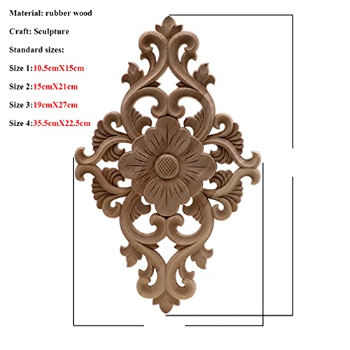 Natural Floral Wood Carved Wooden Figurines Corner Appliques Frame Wall Door Furniture Wood Carving Decorative 10cmX55cm D66426
