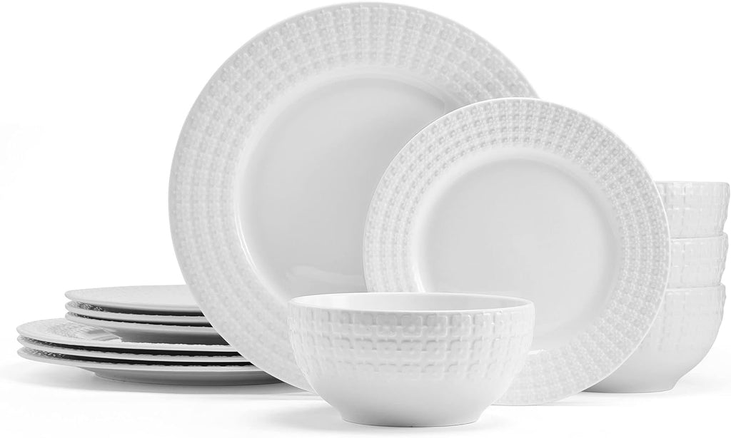 12 Piece White Dinnerware Set U964