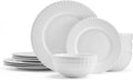 12 Piece White Dinnerware Set U964