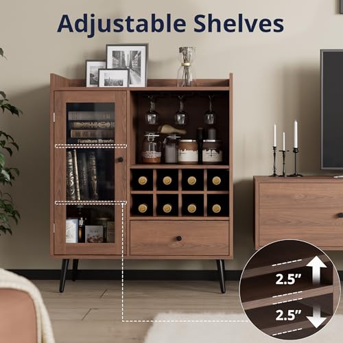 Brown Wood Coffee Bar Cabinet with Storage U59435