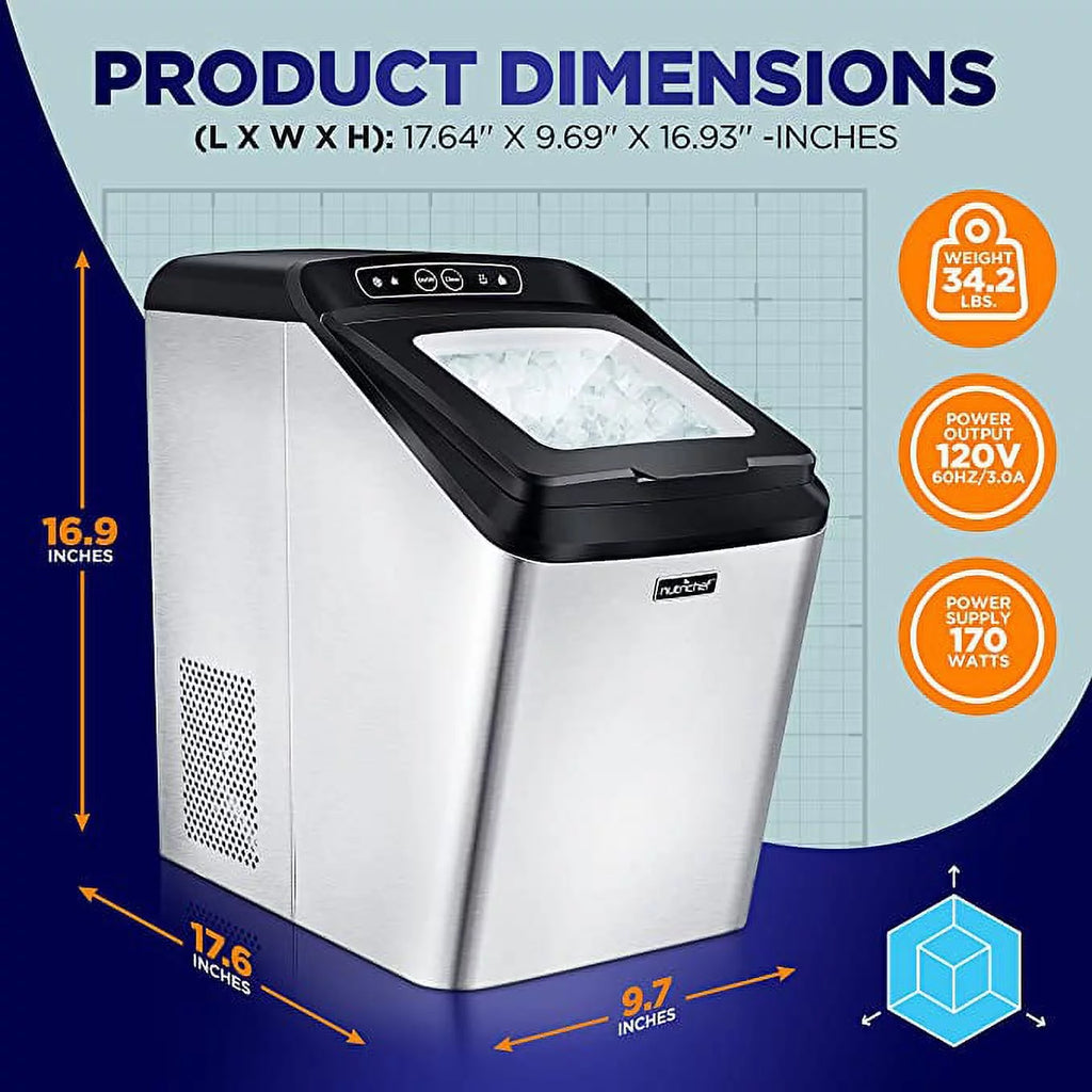 Electric Nugget Ice Maker Machine with Ice Scoop and Basket Q622845