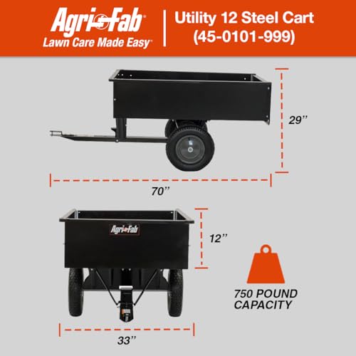 Steel Utility Dump Cart, 12 cu ft Capacity, 16" Pneumatic Wheels D446