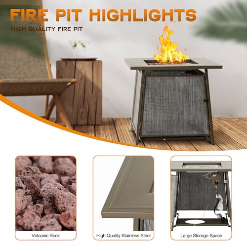 Black 28 inch Propane Fire Pit Table Y317449