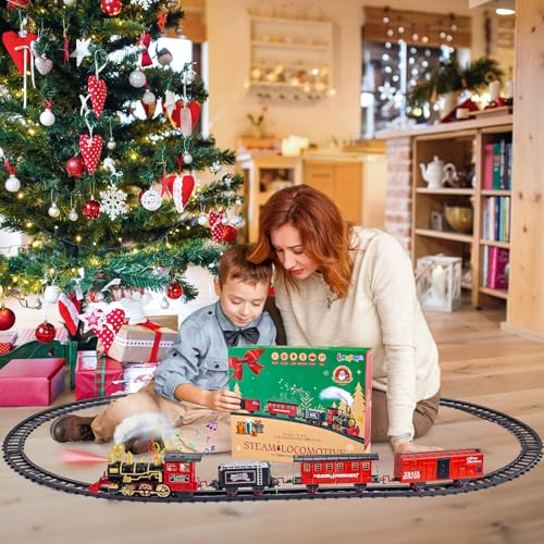 Electric Train Toy with Steam Locomotive, Tracks, Lights & Sound O774