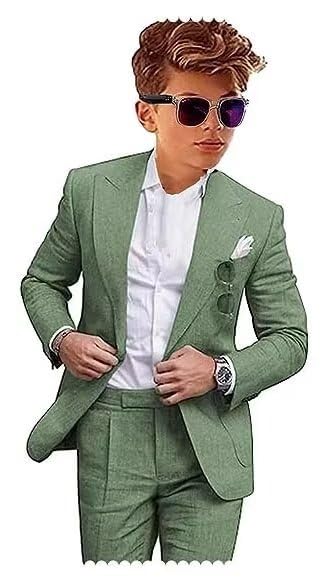 Boys Linen 2 Piece Suit Jacket Pant Tuxedo U921917