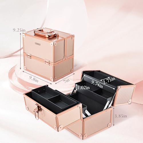 10 Inch Portable Makeup Train Case with Lockable W4695