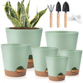 Self Watering Plastic Plant Pots with Drainage Hole and Saucers S777561
