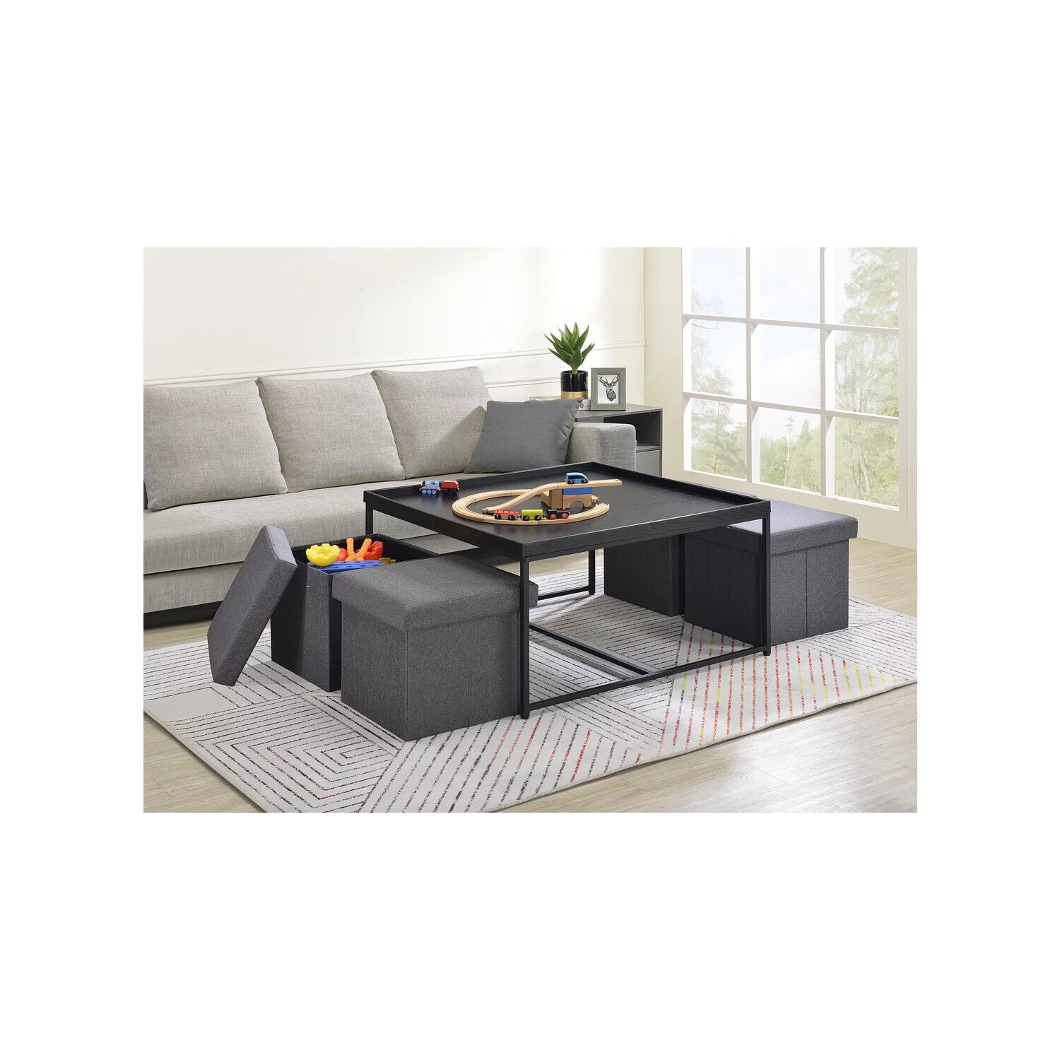 5 Piece Coffee Table Set with Raised Edges C581753
