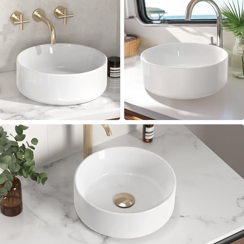 White 16 Inch Round Vessel Sink W569