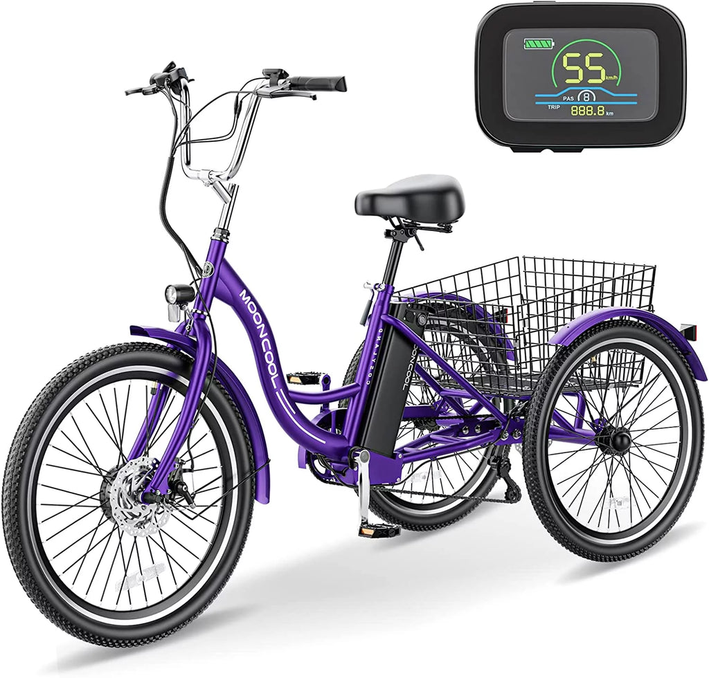 Electric Trike, 7 Speed 24"/26" 3 Wheel Electric Bicycle with 36V 14.5Ah Lithium Battery F573