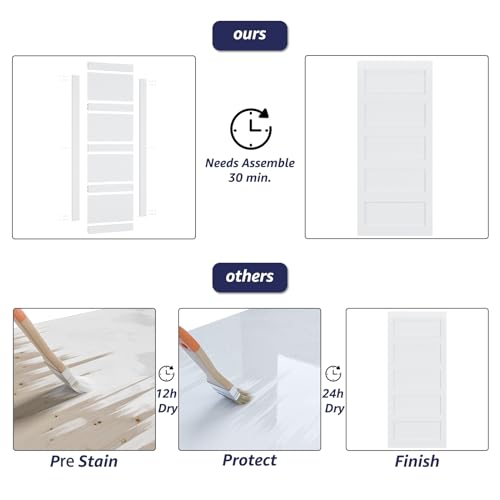 White 5 Panel Sliding Barn Door with 6ft Hardware Kit D306596