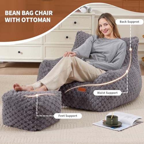 Giant Bean Bag Sofa Chair with Foot Rest N57866