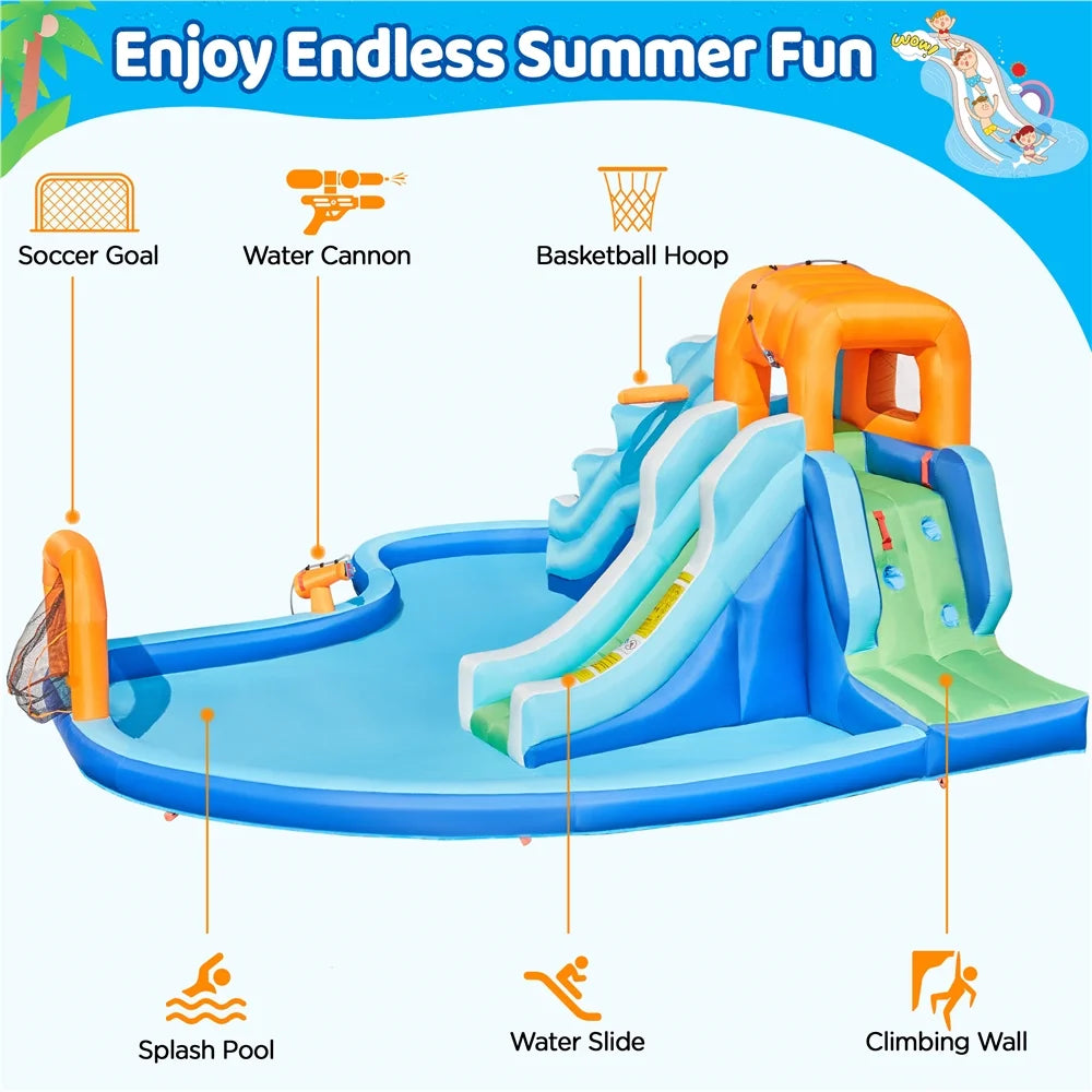 Dual Lane Inflatable Water Slide with Storage Bag & Blower V349519