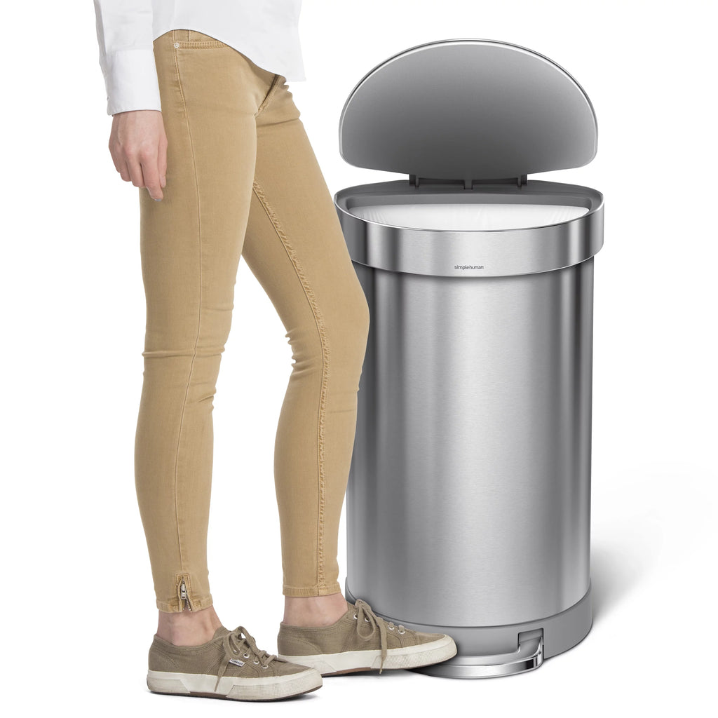 45 Liter Stainless Steel Semi-Round Step Trash Can with Soft-Close Lid N50175