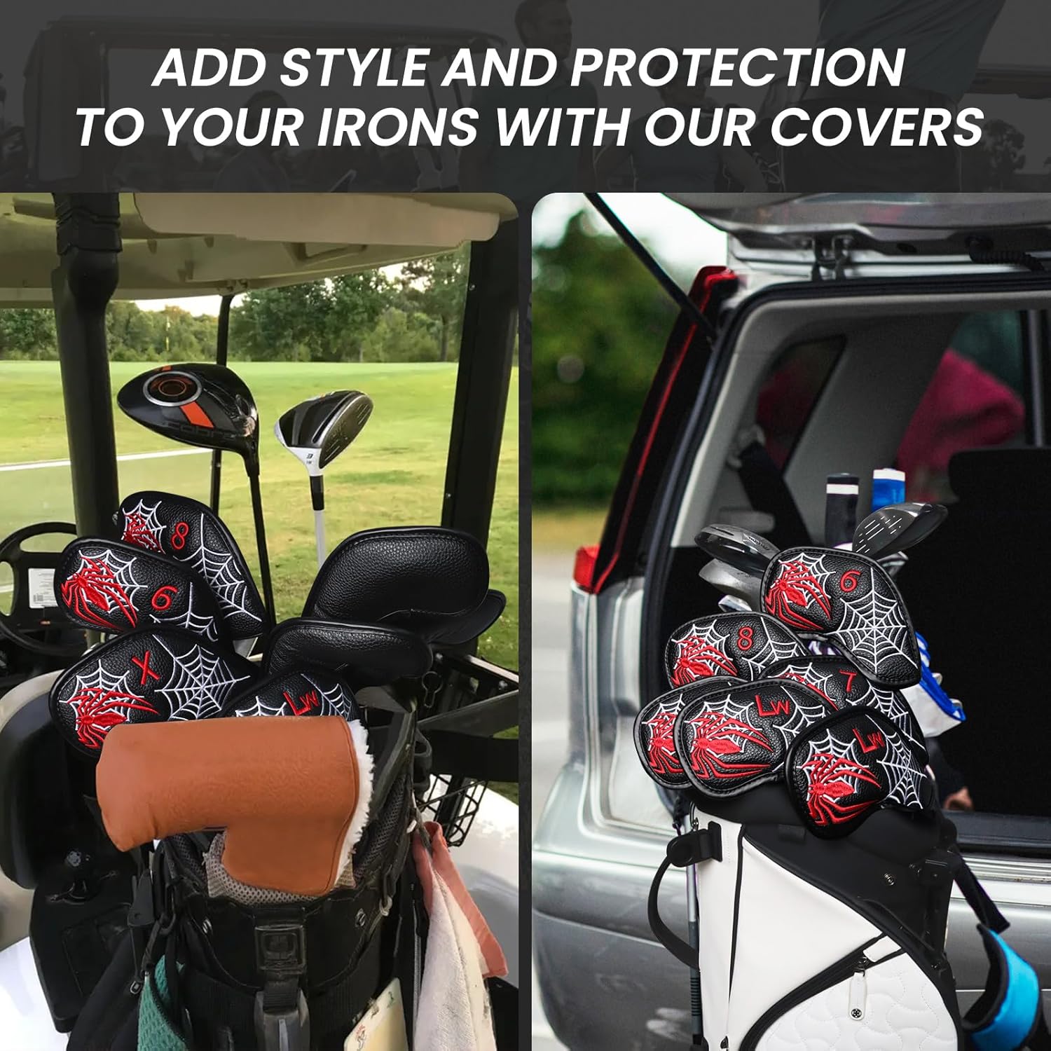 8 Piece Synthetic Leather Golf Iron Head Cover Set V3125