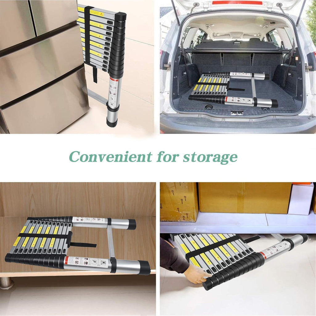 Aluminum Telescopic Extension Ladder, 330 lbs Capacity, 14.5FT F631531