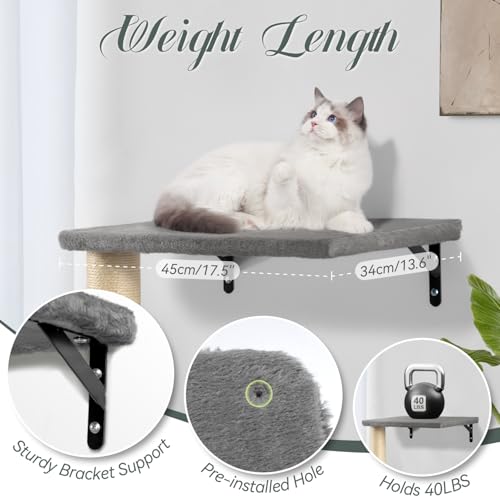 5-in-1 Wall-Mounted Cat Climber Set with House, Bridge, Steps, Scratcher, Hammock, Shelves E936035