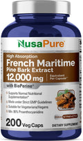 French Maritime Pine Bark Extract 12,000 mg Veggie Caps 200-Day Supply U7168