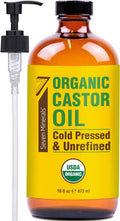 16 fl oz Glass Bottle Castor Oil Organic Cold Pressed Unrefined Q9026