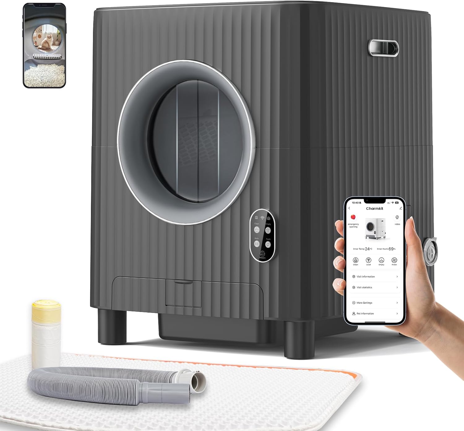 Automatic Self Cleaning Cat Litter Box with APP Control (Black) G301591