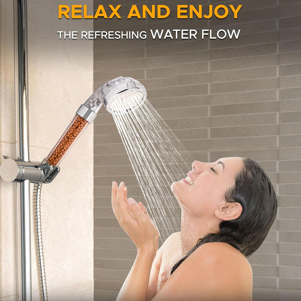 Shower Head with Triple Filtration Handheld Shower Head 3 Modes Adjustable Shower Head with Mineral Stones U54163