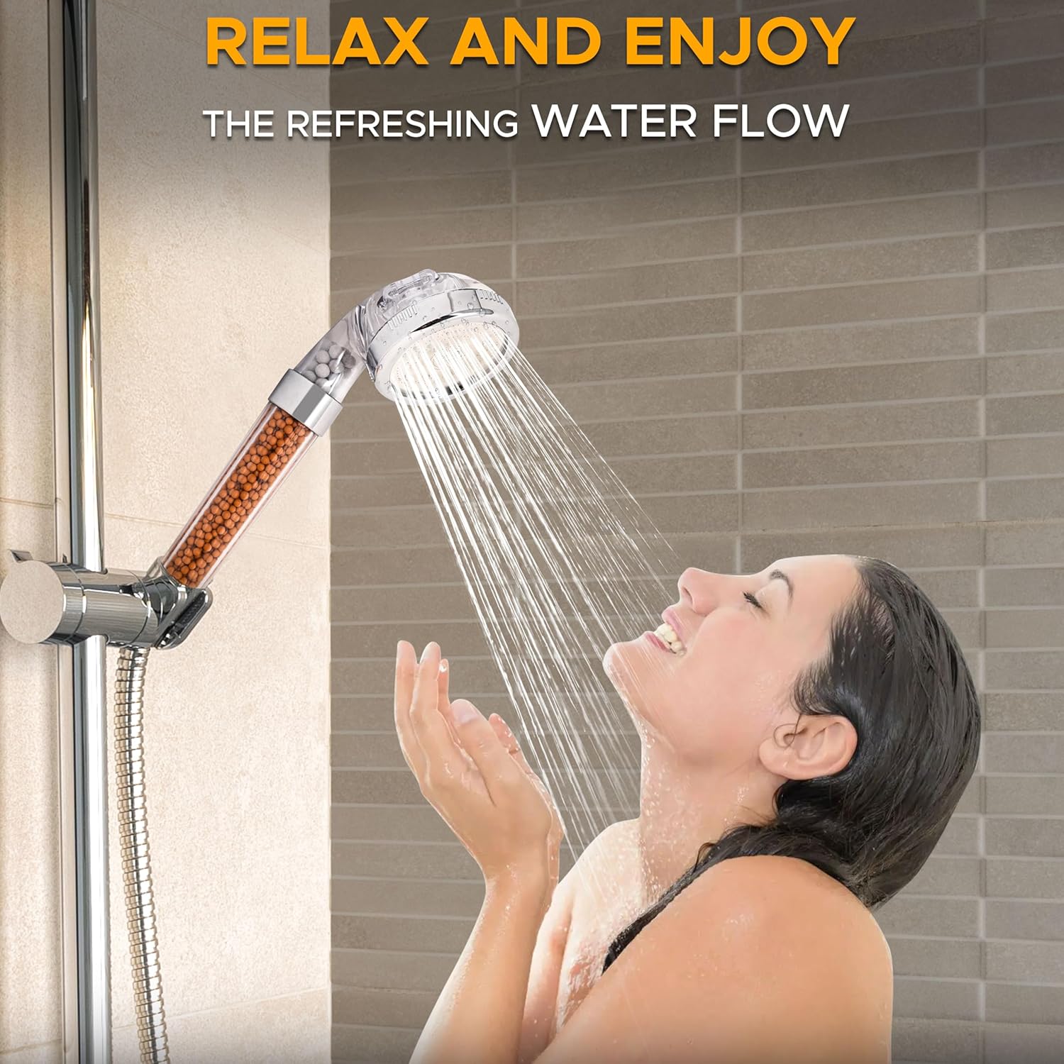 Shower Head with Triple Filtration Handheld Shower Head 3 Modes Adjustable Shower Head with Mineral Stones U54163
