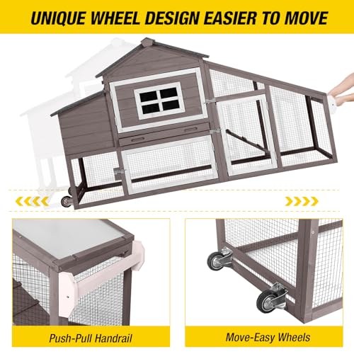 Red with White Wooden Chicken Coop with Wheels O51975