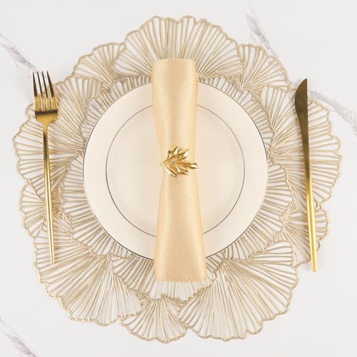 Set of 6 Gold Heat Resistant Vinyl Placemats W845637