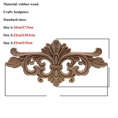 Natural Floral Wood Carved Wooden Figurines Corner Appliques Frame Wall Door Furniture Wood Carving Decorative 10cmX55cm D66426